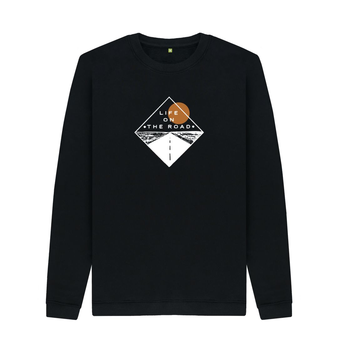 Black Men's Life on the Road Sweater in Dark