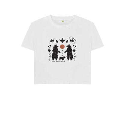 White Women's Wild Bear Folk Boxy Tee - LIMITED EDITION